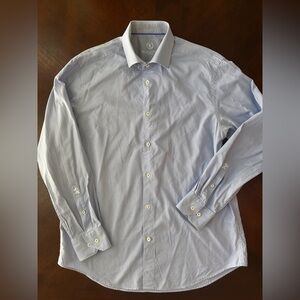 Bugatchi Blue Striped Dress Shirt size 34/35
